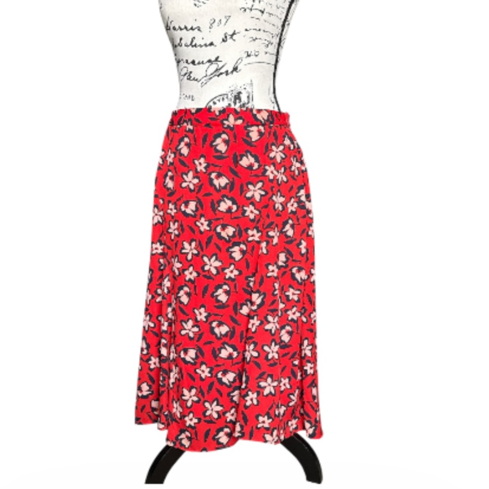 Who What Wear Red Floral A-Line Midi Skirt Women’s Size 6